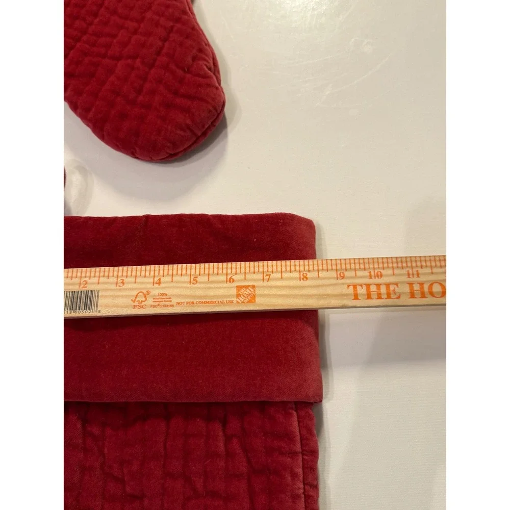 Pottery Barn Red Quilted Velvet Christmas Stockings Set of 2 Holiday Decor